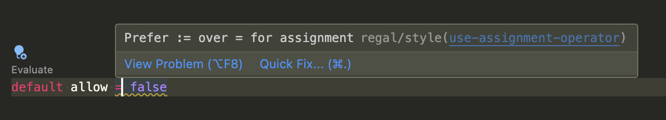 Screenshot of code action displayed in VS Code