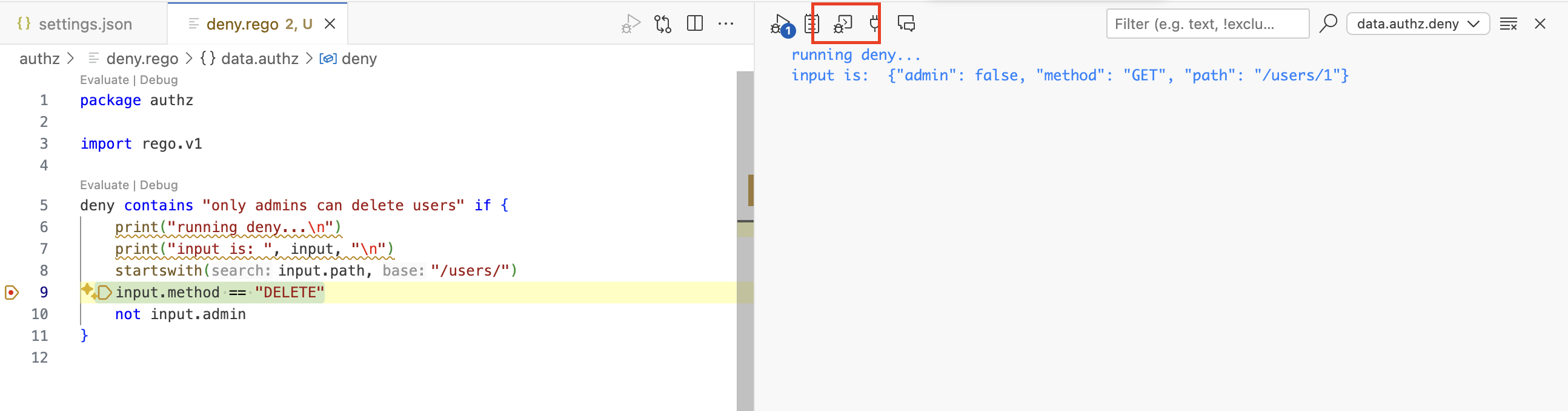 Print statements shown in the debug output console